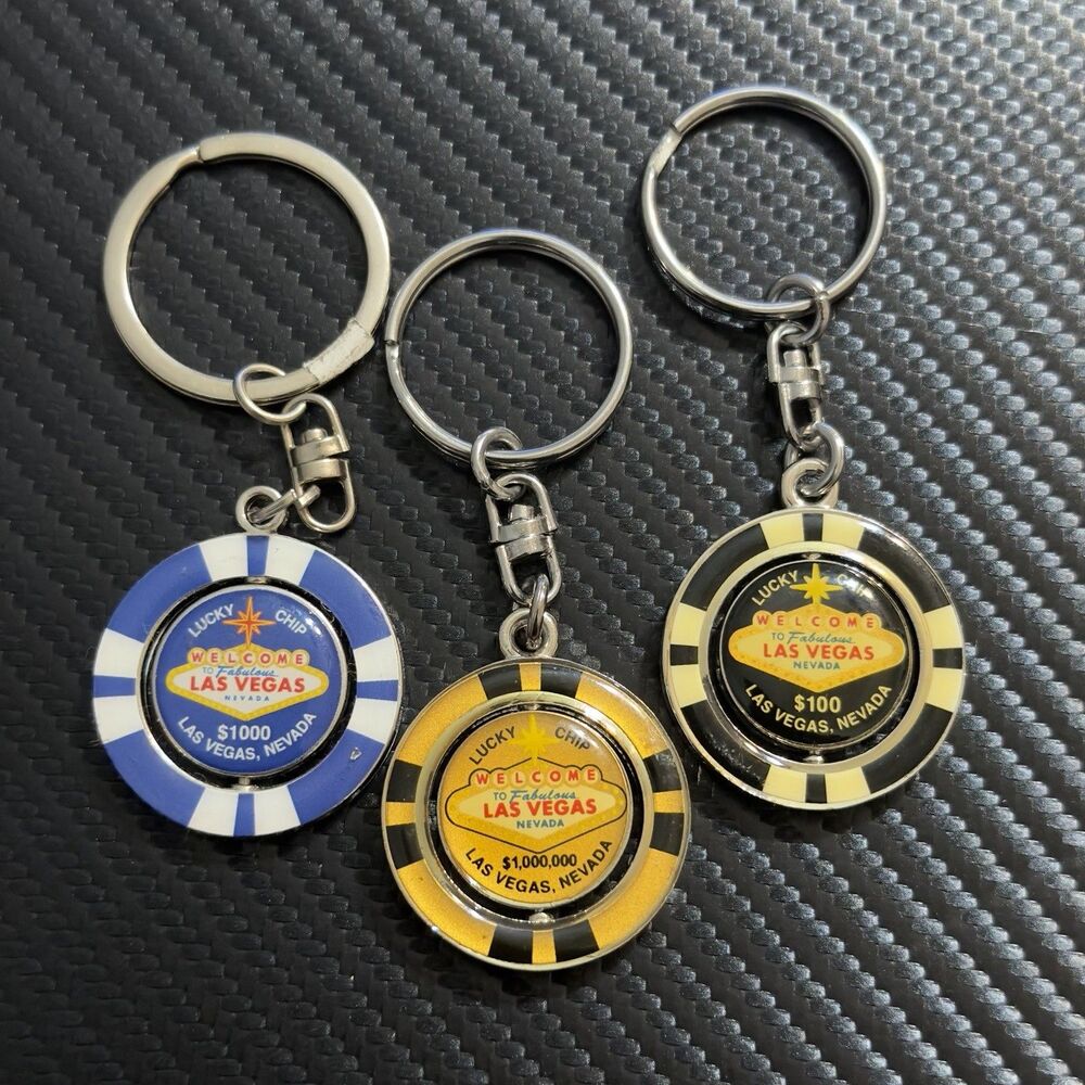 Las Vegas Keychains $100, $1000, $1,000,00 Spinning Chip